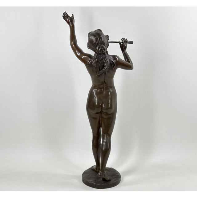 Antique French Art Nouveau Bronze Sculpture Musique by Marcel Debut For Sale - Image 4 of 14
