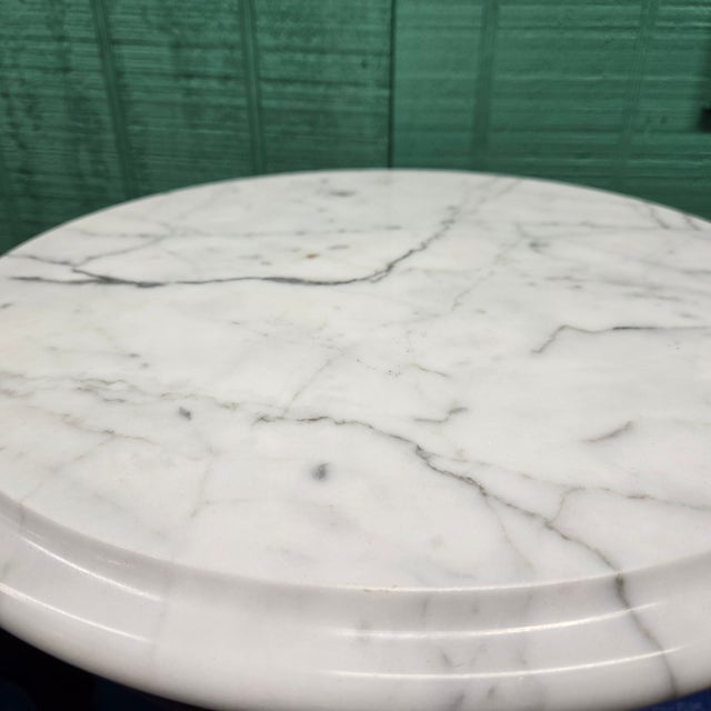 Early 21st Century Wooden Small Mahogany Table Bases With Marble Tops For Sale - Image 5 of 12