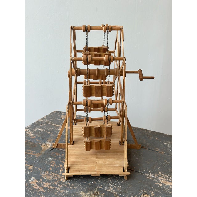 Vintage Folk Art Popsicle Stick + Spool Kinetic Ferris Wheel Sculpture, Circa 1970s For Sale - Image 14 of 17