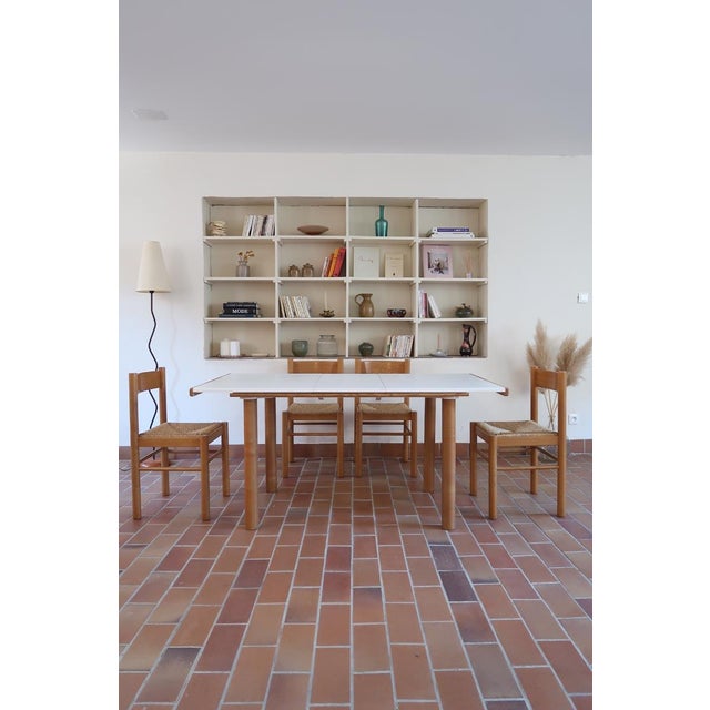 1990s Habitat Extending Dining Table with Four Rush Seat Chairs, 1980s, Set of 5 For Sale - Image 5 of 18