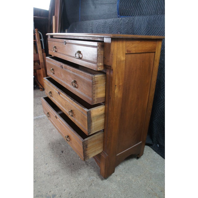 Brown Antique 19th Century American Victorian Walnut Dresser Chest of Drawers For Sale - Image 8 of 13