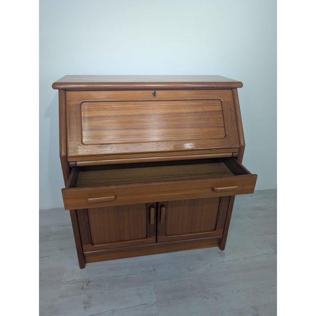 Wood Secretary Desk in Teak For Sale - Image 7 of 15