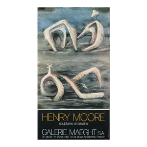 1983 Henry Moore 'Sculptures and Drawings' Modernism Gray,Blue France Offset Lithograph