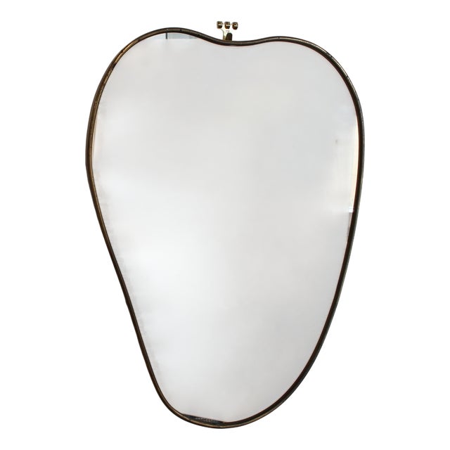 Vintage Italian Wall Mirror with Brass Frame, 1960s For Sale
