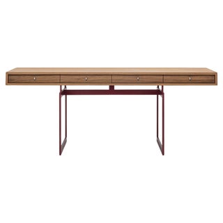 Red and Walnut Office Desk by Bodil Kjaer for Karakter For Sale
