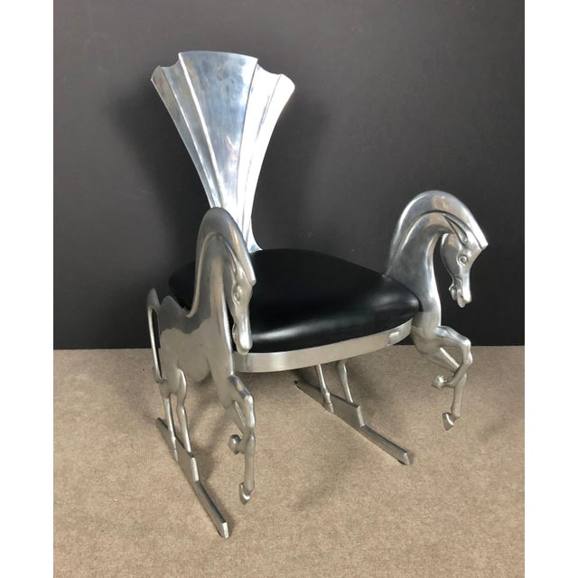 Whimsical Aluminum Chair With Full Bodied Horses For Sale - Image 4 of 11