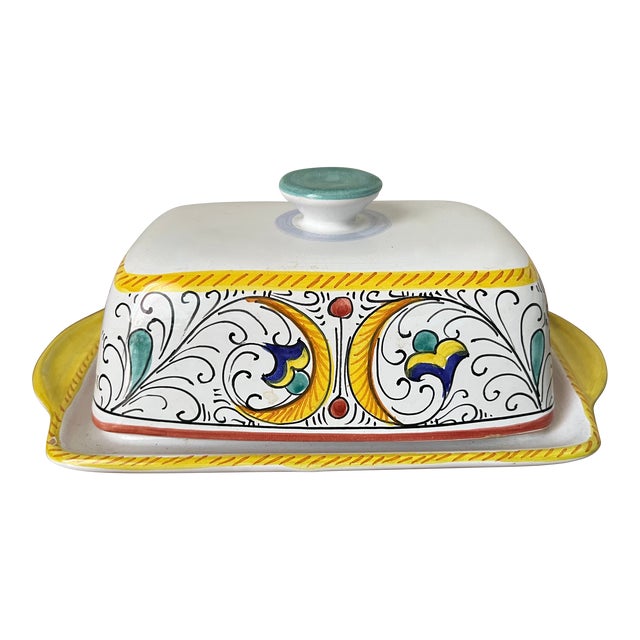 Vintage Italian Faience Butter Dish & Lid Chairish
