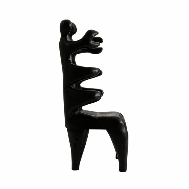 Postmodern 20th Century Romanian Sculptural Black Wood Armchair from Paul Covaci, 1980s For Sale - Image 3 of 9