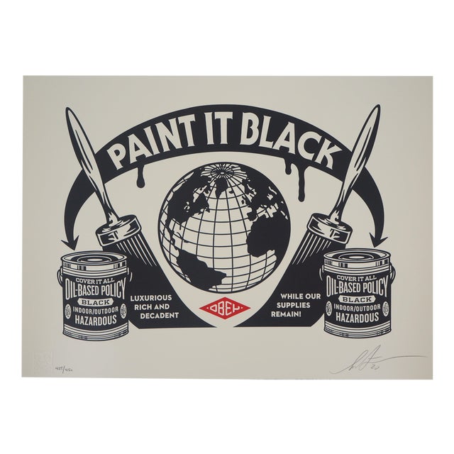 Shepard Fairey, Paint It Black, Letterpress For Sale