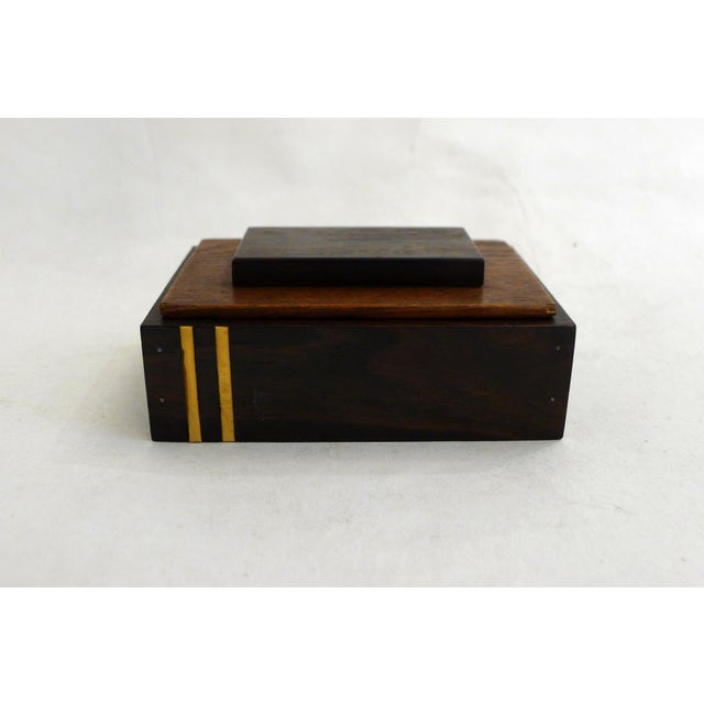 Modernist Art Deco box, for cigarettes or other items, rectangular shape, lid with a wide, stylized rectangular handle,...