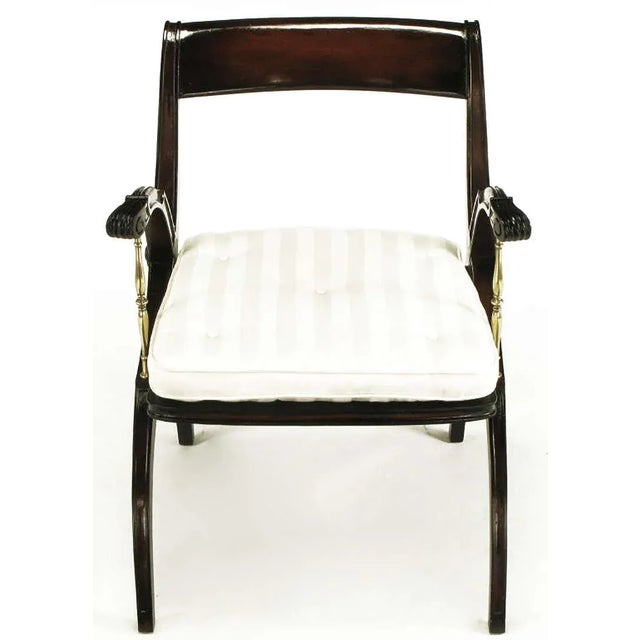 Mahogany and Brass Open-Back Armchair For Sale - Image 4 of 10