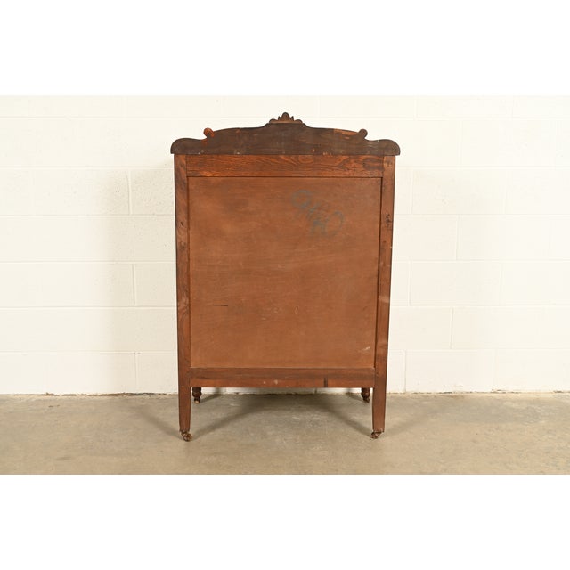 Berkey & Gay Style Antique Art Deco Carved Walnut Highboy Dresser, Circa 1930s For Sale - Image 10 of 11