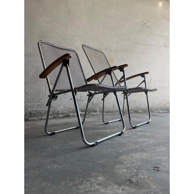 Set of Vintage Aluminium Wire Folding Chairs For Sale - Image 11 of 18