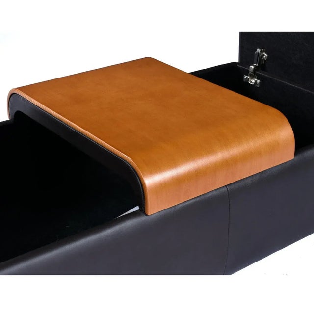 Fjords Amsterdam Brown Leather Scandinavian Storage Bench and Coffee Table For Sale - Image 10 of 12