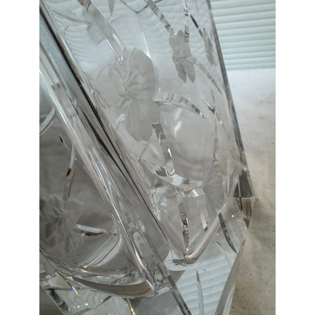 Hoya Purple Dew Iris Relief Crystal Vase With Box For Sale - Image 9 of 12