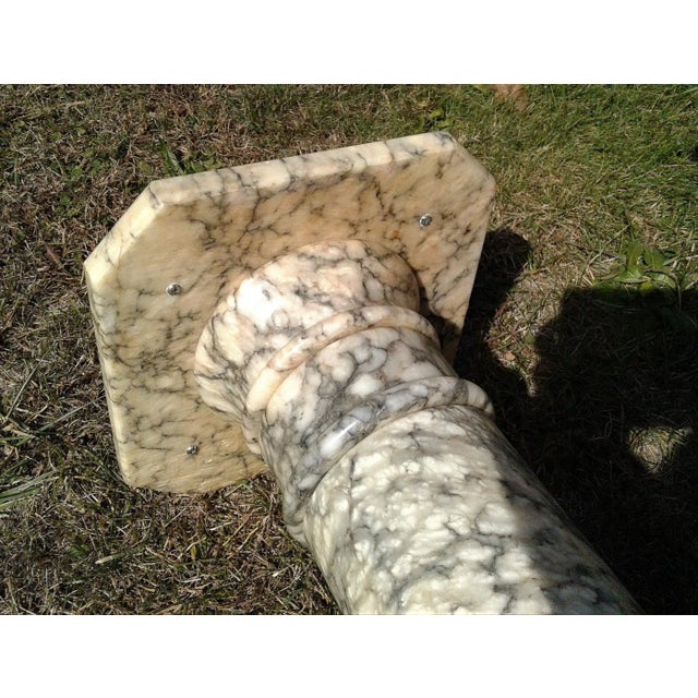 1920s Neoclassical White Marble Pedestal Plant Stand With Top Brass Gallery For Sale - Image 12 of 12