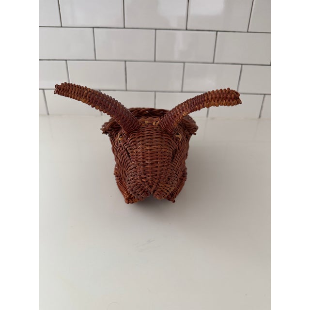 1980s Vintage Wicker Bunny Planter For Sale - Image 5 of 8