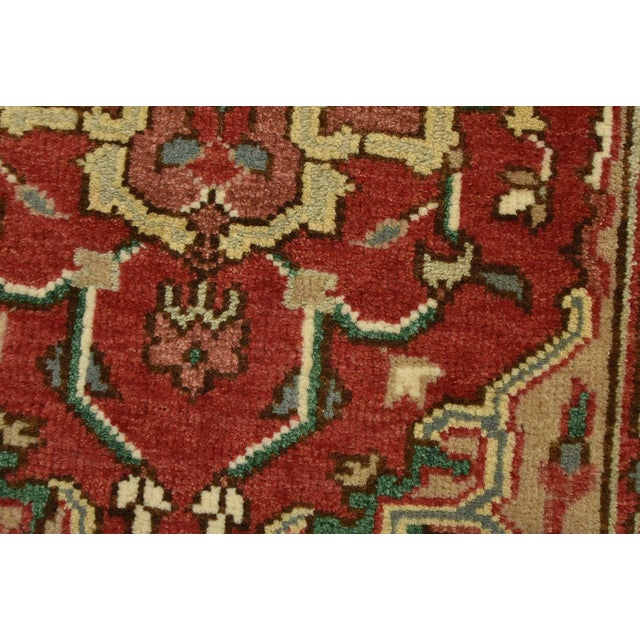 Heriz Runner 2’6” X 12′ Red Wool Traditional Hand-Knotted Oriental Rug For Sale - Image 4 of 13