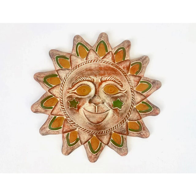 Ceramic Vintage Ceramic Wall Sun Face Sculpture, 20th Century For Sale - Image 7 of 7