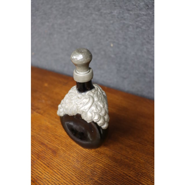 Mid 20th Century Mid 20th Century Rococo Danish Emerald Green Glass Flask With Ornate Pewter Overlay For Sale - Image 5 of 10