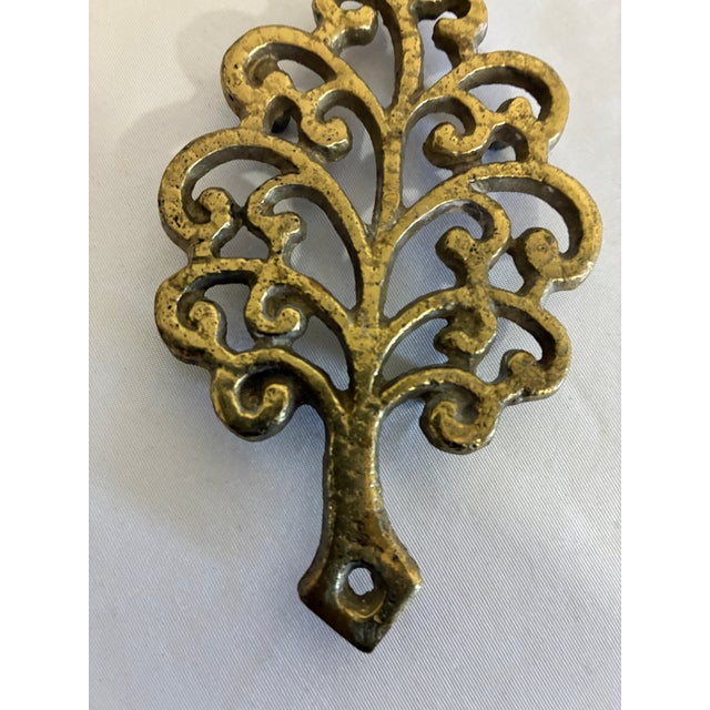 Mid-Century Modern Vintage Brass Tree of Life Trivet For Sale - Image 3 of 5