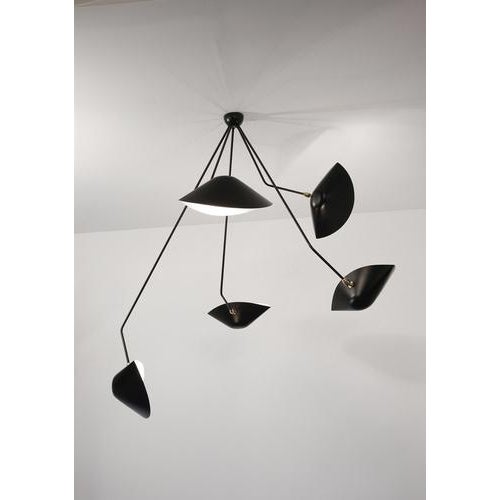 Ceiling wall lamp model 'five curved fixed arms spider ceiling lamp' designed by serge mouille in 1954. Manufactured by...