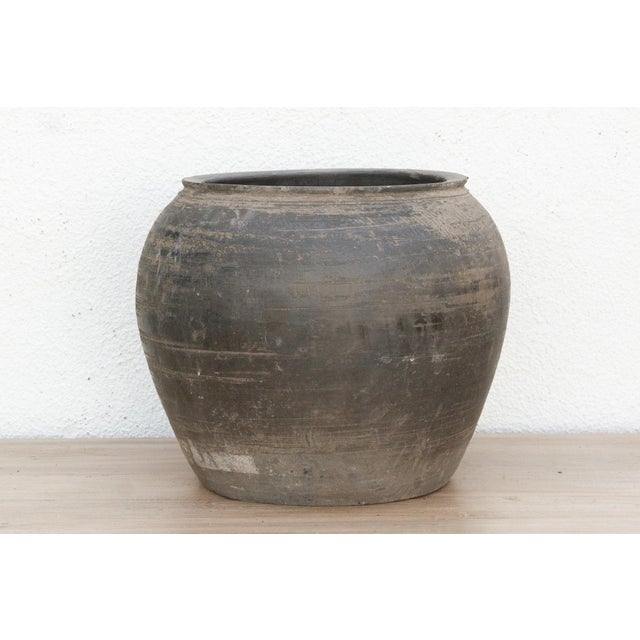 Rustic Vintage Moss Charcoal Clay Pot For Sale - Image 3 of 8