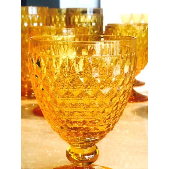 Vintage Crystal Amber Colored Wine Glasses by Villeroy & Boch, Set of