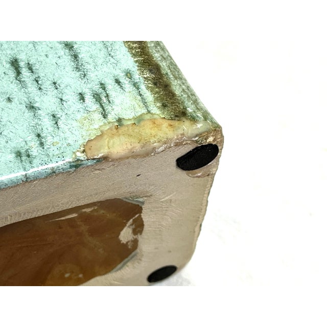 Monumental Ceramic Amphora Vase With Textured Dynamic Turquoise Glaze For Sale - Image 12 of 12