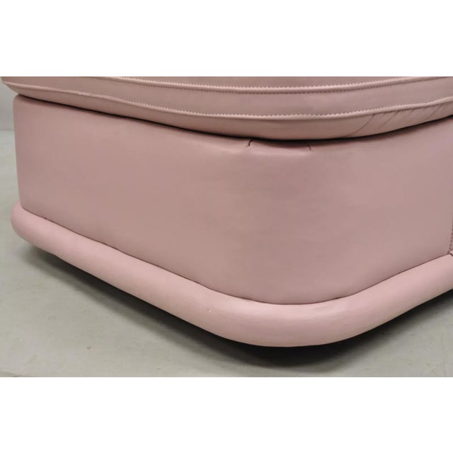 Pink Late 20th Century Vintage Postmodern Emerson Leather Bubblegum Pink Stitched Square Ottoman Stool For Sale - Image 8 of 12
