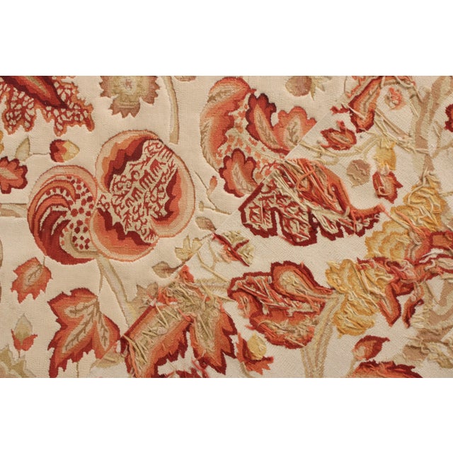 Rug & Kilim Rug & Kilim’s Tudor Style Rug in Beige, Red & White Floral Pattern For Sale - Image 4 of 6