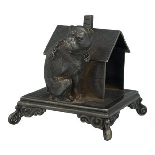 1900s Victorian Figural Bulldog Napkin Holder For Sale