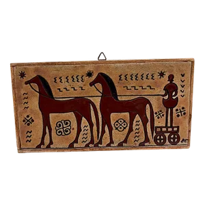1970s Wall Art Terracotta Tile Greek Horse Chariot Angelos Tsakirakis