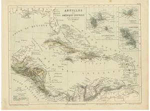 Antique Map of the Antilles and Central America, 1872