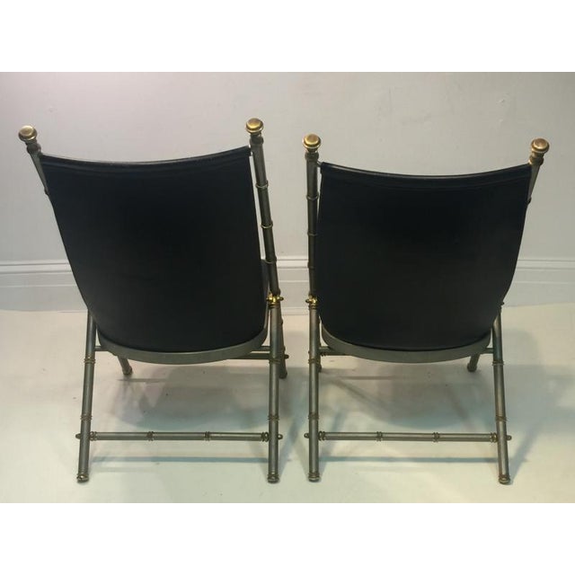 Maison Jansen Brushed Steel and Brass Bamboo Chairs - a Pair For Sale - Image 9 of 11