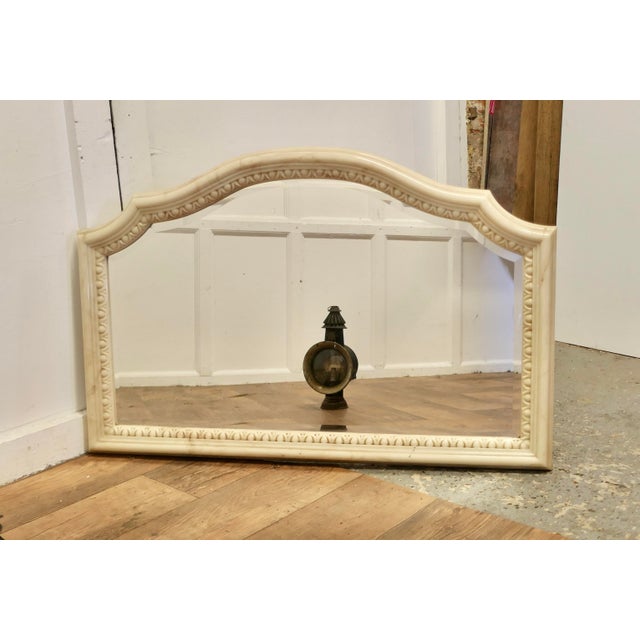 Plastic Large Carved Simulated Marble Overmantel Mirror, 1950s For Sale - Image 7 of 8