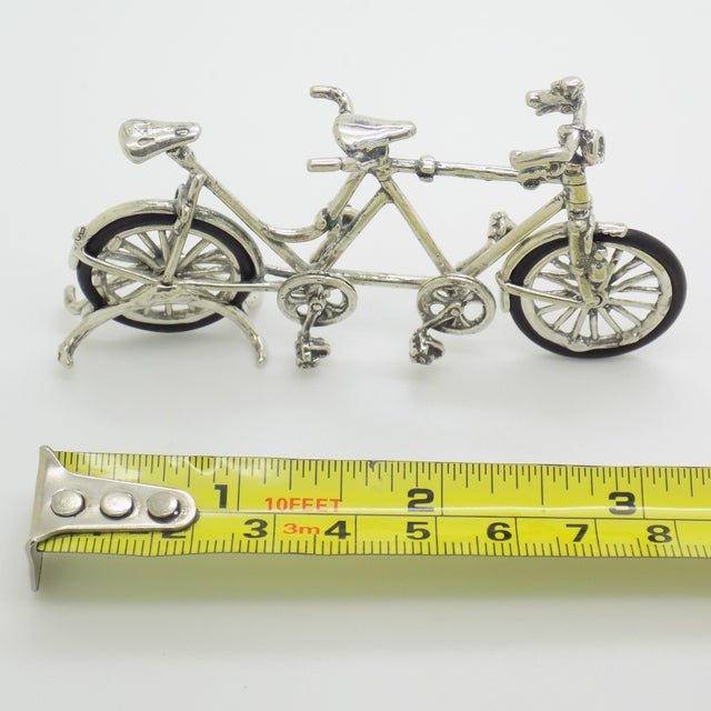 Vintage Italian Handmade Genuine Silver Tandem Bicycle Figurine, 1980s For Sale - Image 11 of 12