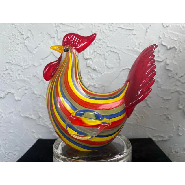 Lenox Lenox Hand-Blown Multicolor Art Glass Rooster Figurine For Sale - Image 4 of 8