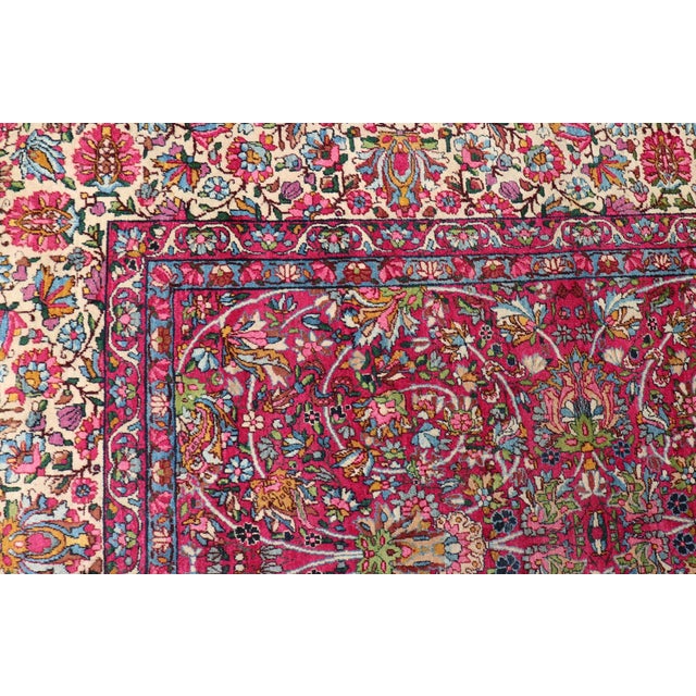 Textile Antique Persian Lavar Kerman Rug With All-Over Floral Design in Jewel Tones 9'0"x12'0" For Sale - Image 7 of 10