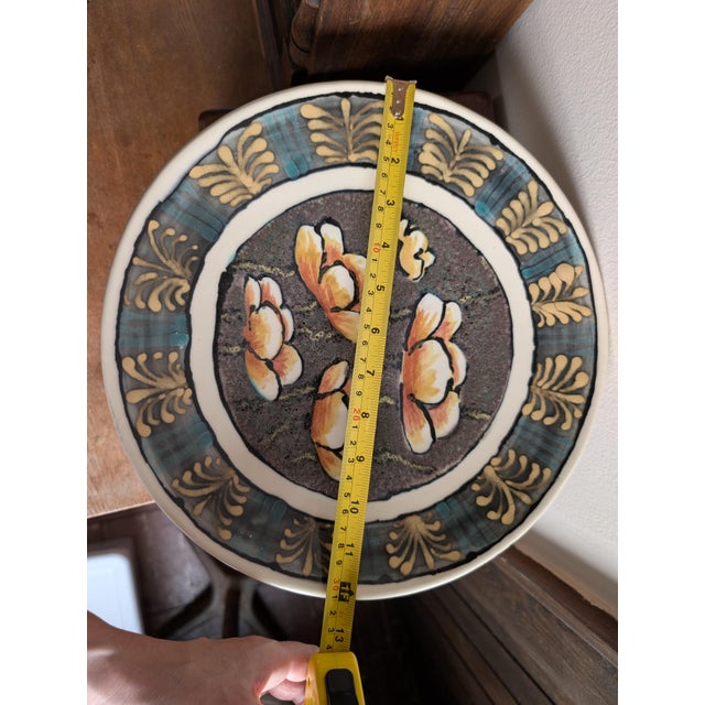 Vintage Boris Vitlin Shallow Footed Majolica Bowl/Platter ~ Ceramic, Circa 1990s For Sale - Image 11 of 14
