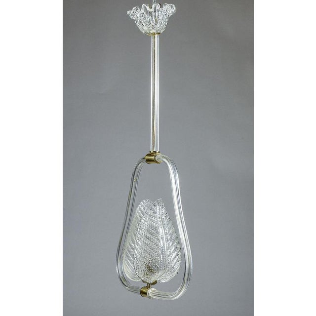 White Murano Pendant Light with Leaves For Sale - Image 7 of 9