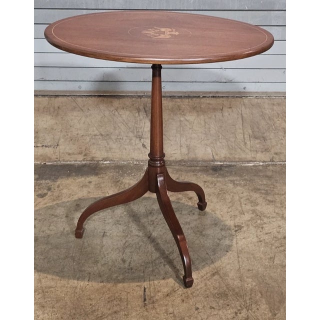 Brown Kittinger Historic Newport Federal Style Mahogany Tilt Top Table Eagle Inlay For Sale - Image 8 of 12