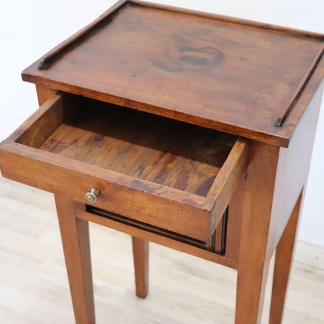 Antique Walnut Nightstand with Shutter Door, 1800s For Sale - Image 10 of 13