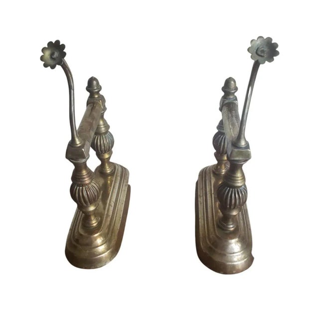 1920s "Home Sweet Home" Solid Brass Fireplace Fender and Fireplace Dogs Set- 3 Pieces For Sale In Washington DC - Image 6 of 11