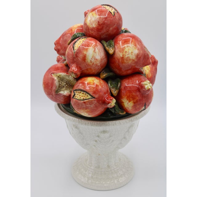 A charming vintage Italian ceramic pomegranate topiary in excellent condition! You will love this timeless piece for your...
