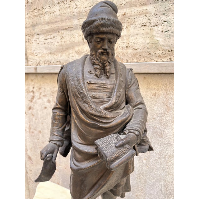 Brown Bronze Renaissance Scholar, 20th Century For Sale - Image 8 of 13