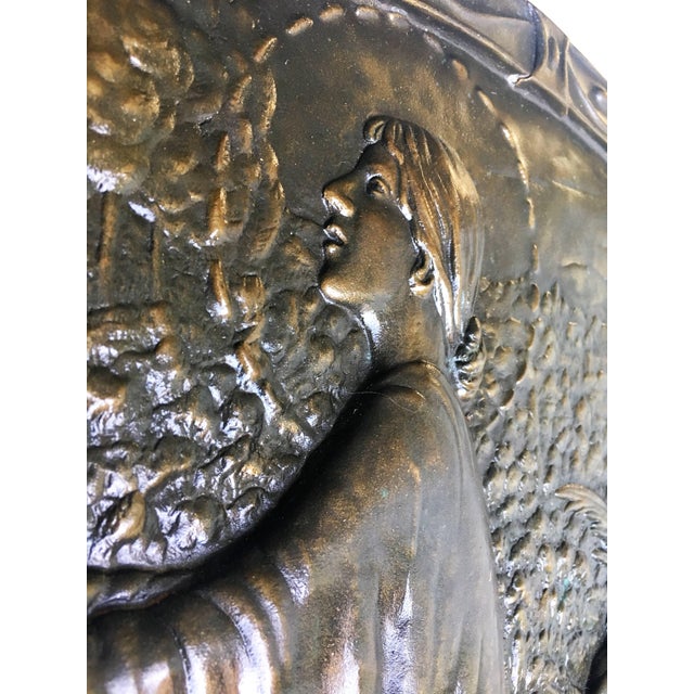 Bronze 19th Century Relief Bronze Masterpiece With Cherubs in a Barrel-Organ For Sale - Image 8 of 11