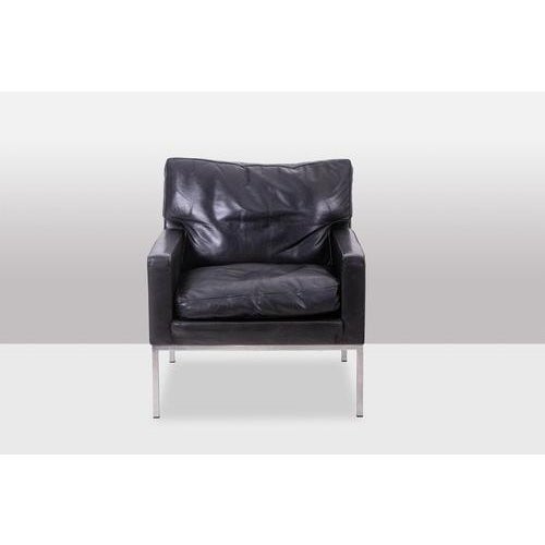 Set of Armchairs in Black Leather and Chrome Metal, 1970s For Sale - Image 10 of 14