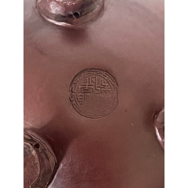Mid 20th Century Chinese Grape and Vine Yixing Zisha Unglazed Teapot With Lion Face Legs, Artist Signed and Chopped For Sale - Image 12 of 13