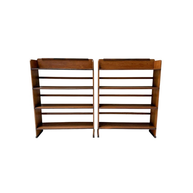 Vintage Art Deco Open Bookcases by P.E.L. Izeren for De Genneper Molen, 1920s, Set of 2 For Sale - Image 10 of 13